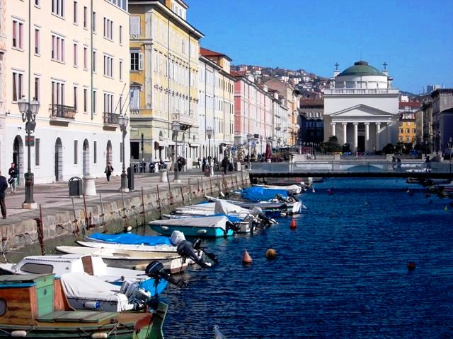 The Canal Grande di Trieste (Grand Canal of Trieste) with the neo-Classical Church of Sant'Antonio Nuova in the background