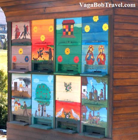 Unique Slovenian Folk Art: Traditional painted wood paneled beehives (apiaries)